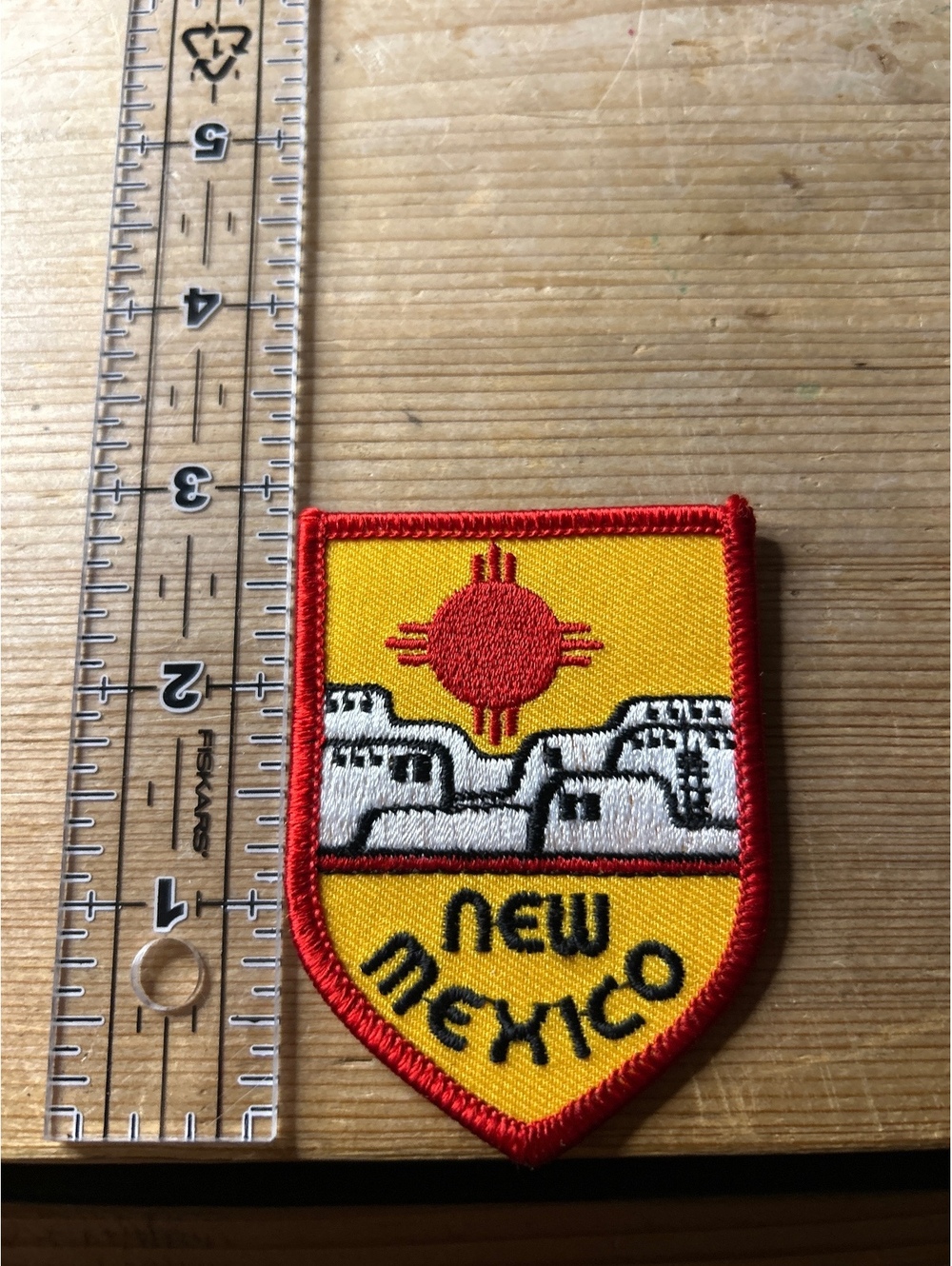 New Mexico Embroidered Patch with Zia Sun Symbol and Pueblo Design